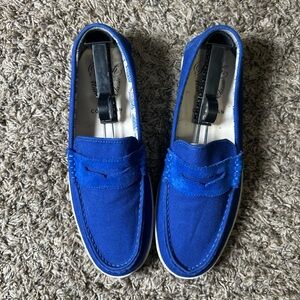 Cole Haan Pinch Electric Blue Canvas Slip On Penny Loafers Size 10M